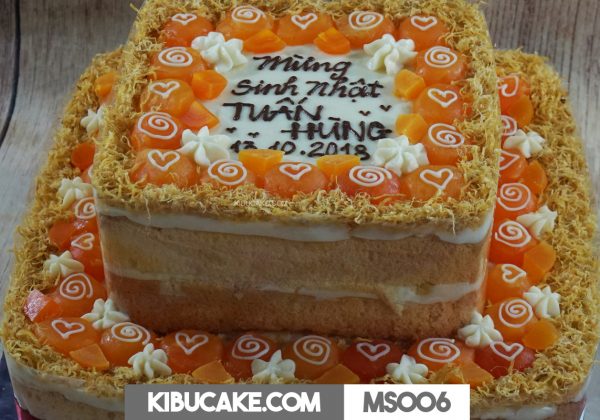 Bánh sinh nhật mặn 2 tầng vuông Tuấn Hùng MS006