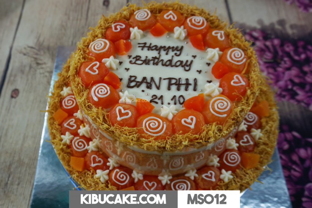 Bánh sinh nhật mặn 2 tầng tròn Happy birthday Bạn Phi MS012