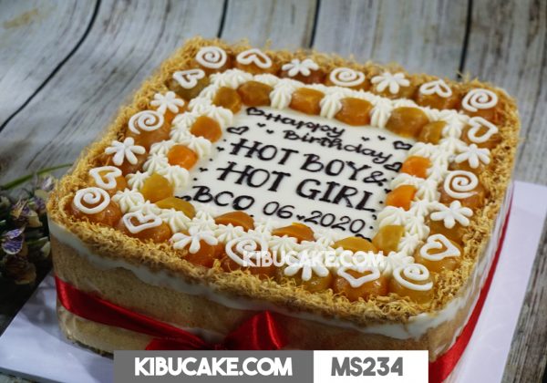 Bánh sinh nhật hình vuông - Happy birthday HOT BOY & HOT GIRL BCO MS234